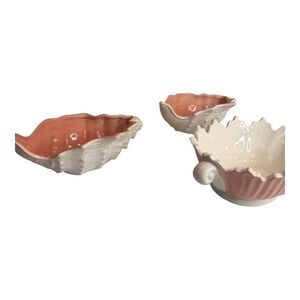 Fitz and Floyd Vintage Seashell Ceramic Bowls 3 Pink White Japan Coast Spring